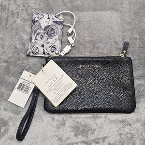 Adrienne Vittadini Studio Charging wallet w/ detachable strap black wristlet